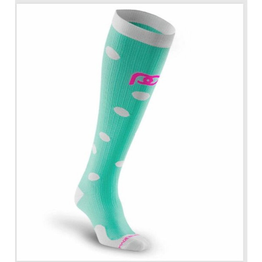 Womens NWOT Pro Compression Marathon Mint Dots Knee High Compression Socks